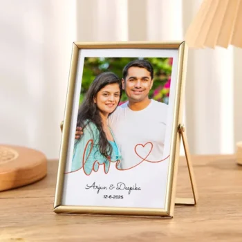 Lovely Memories Personalized Golden Photo Frame for Couples | Romantic Gift